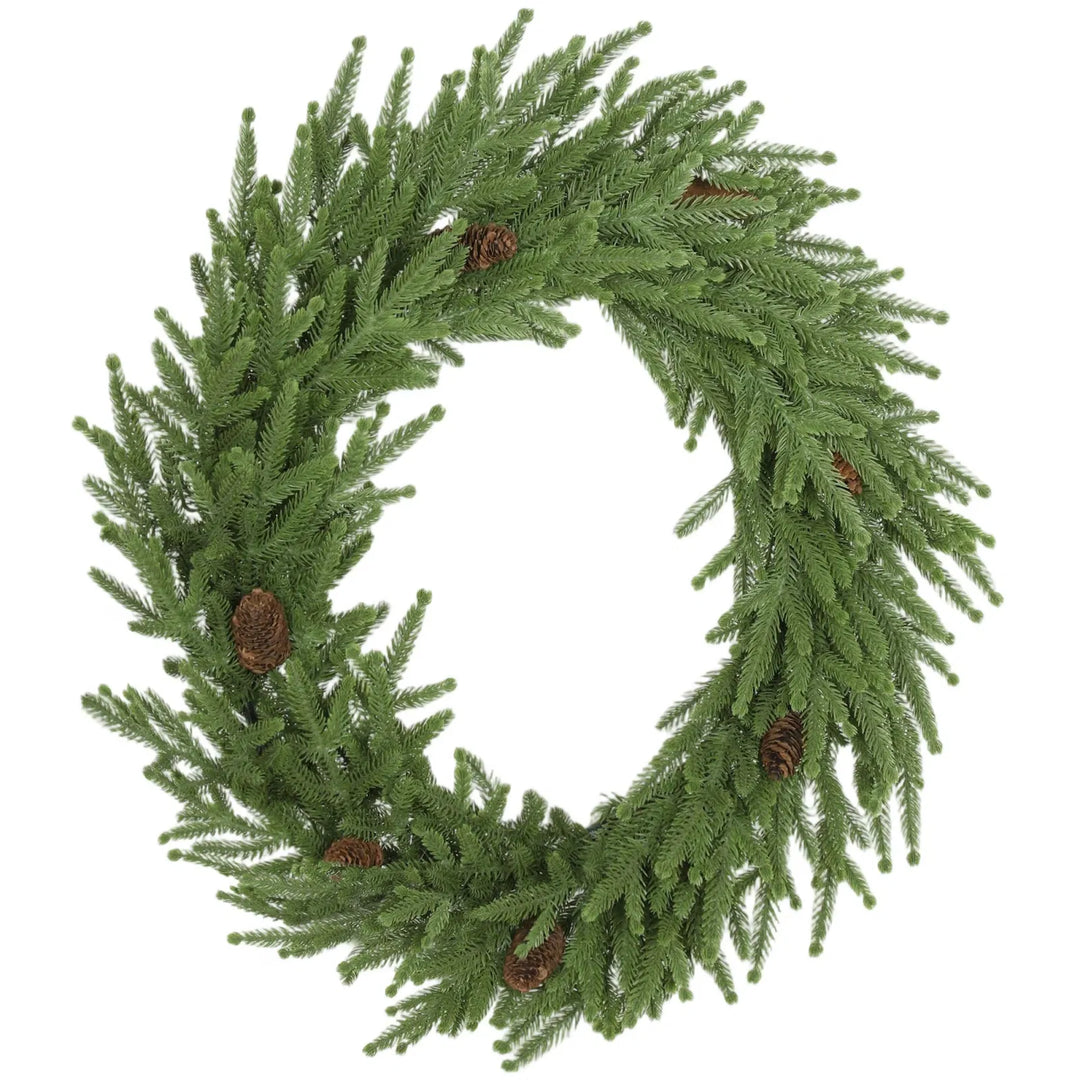 Norfolk pine Christmas wreath with pine cones
