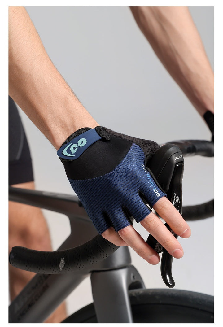 Black half-finger cycling gloves with padded palm