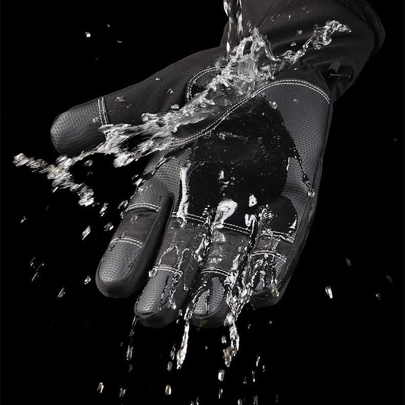 Black winter gloves with flip-open fingertips