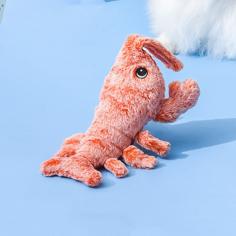 Orange plush flopping lobster cat toy