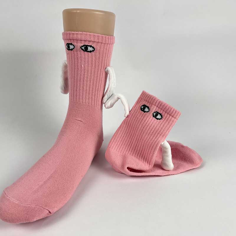Couple socks with magnetic hands holding
