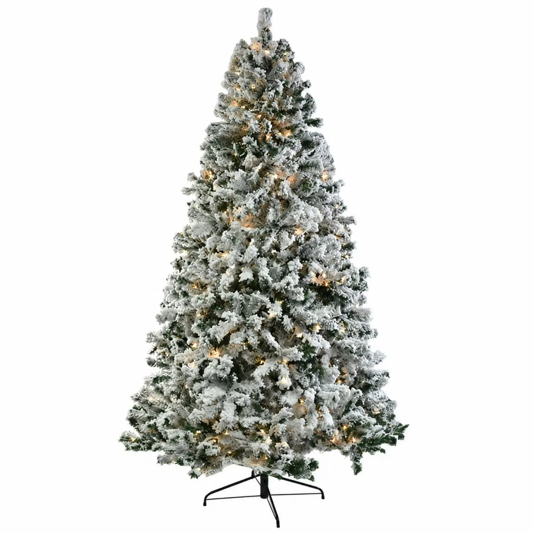 Pre-lit flocked tree with white LEDs