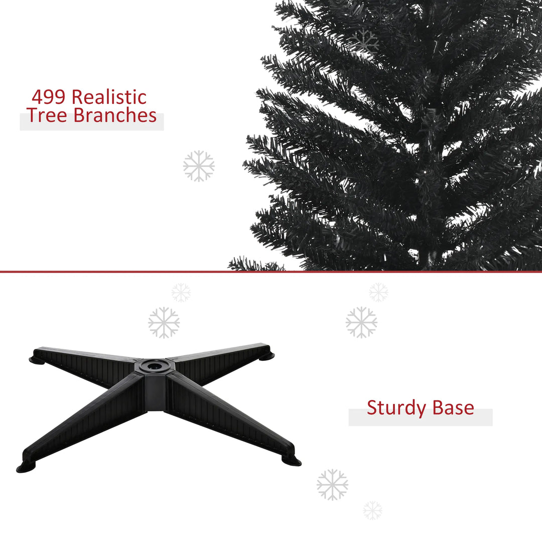 Slim black pencil Christmas tree in a living room