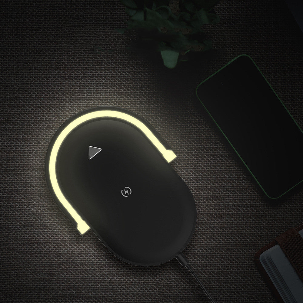 White foldable wireless charger lamp with phone