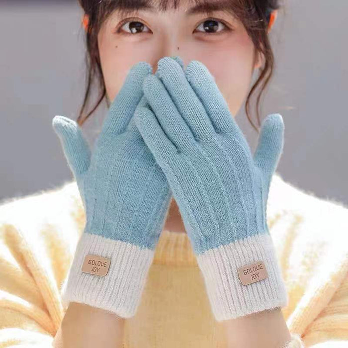 Colverro Knit Touchscreen Gloves with Contrast Ribbed Cuff