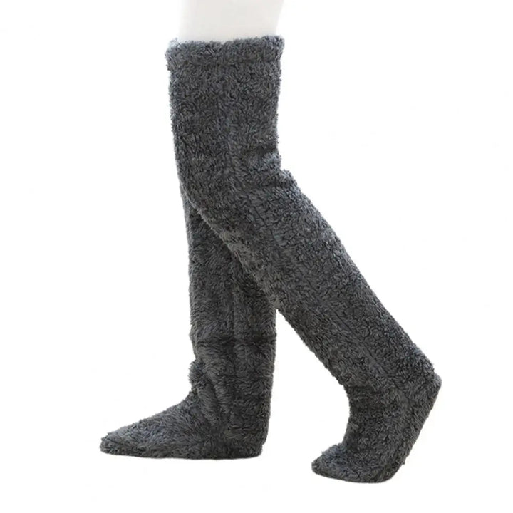 Colverro™ Long Coral Fleece Lounge Socks with Fold-Back Foot Opening