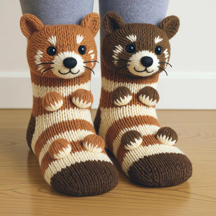 Socks with 3D crochet sloth on ankle