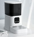 White automatic pet feeder with steel bowl