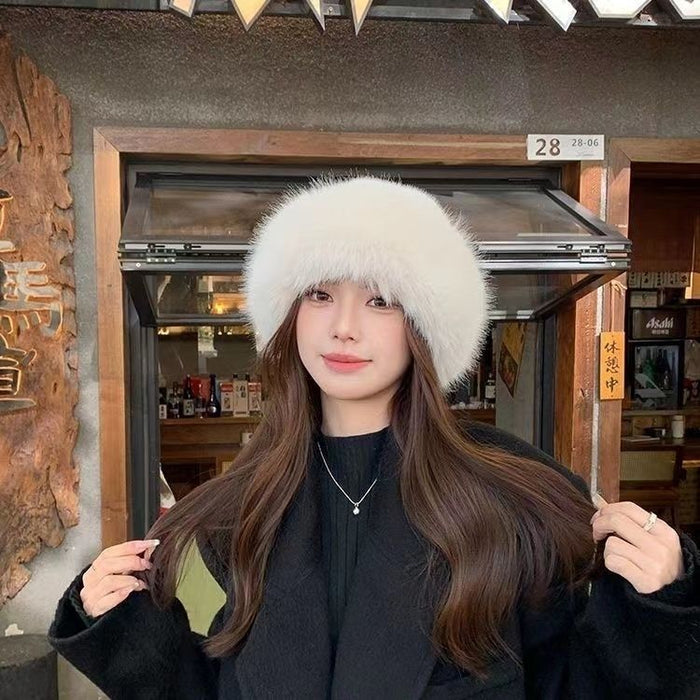 Colverro Fluffy Faux Fur Roll-Brim Winter Hat, Lightweight