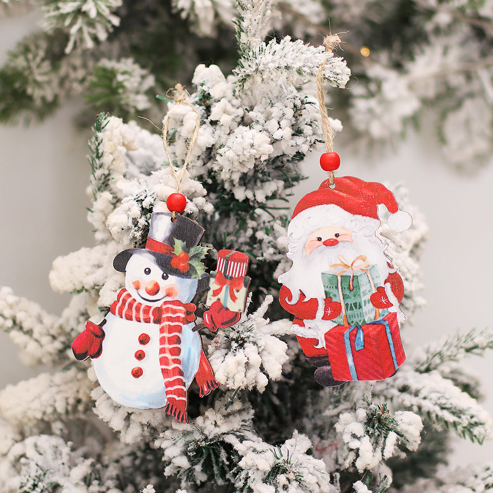 Colverro™ Vintage Wooden Christmas Ornaments, Faceless Doll Couple Set