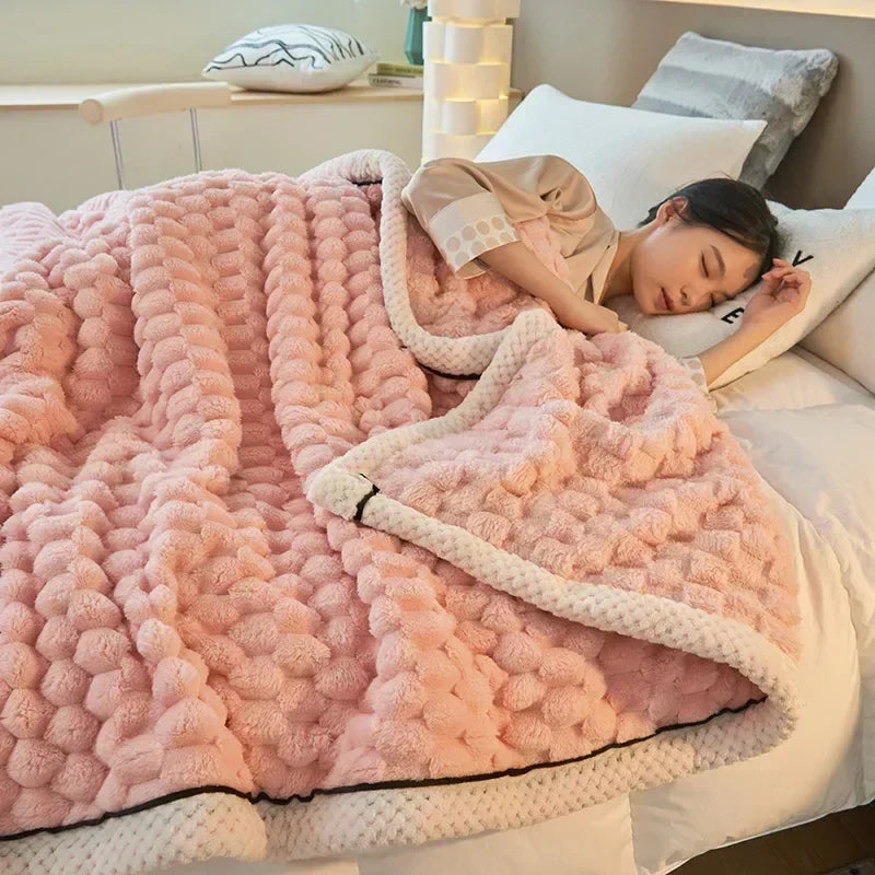 Colverro™ Thick Coral Fleece Blanket with Playful Turtle Velvet Texture