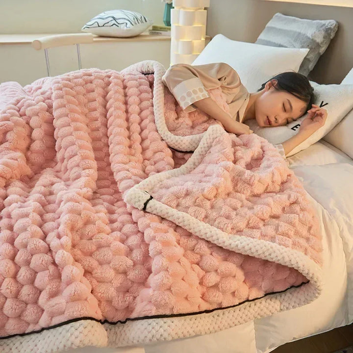 Colverro™ Thick Coral Fleece Blanket with Playful Turtle Velvet Texture