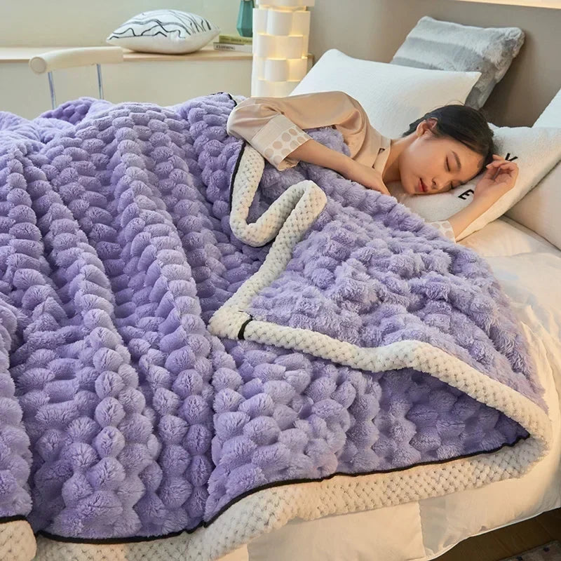 Colverro™ Thick Coral Fleece Blanket with Playful Turtle Velvet Texture