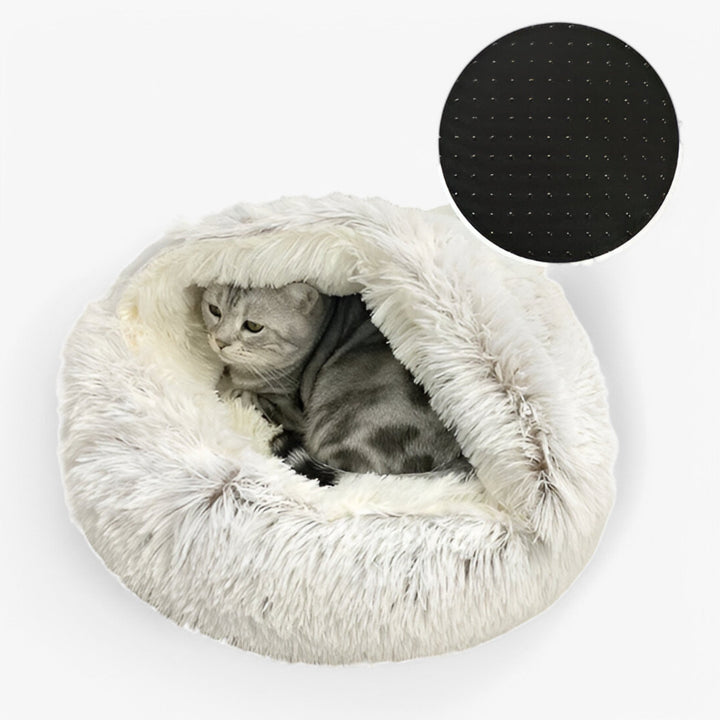 Colverro™ Round Faux Fur Pet Bed with Washable Cover and Non-Slip Bottom
