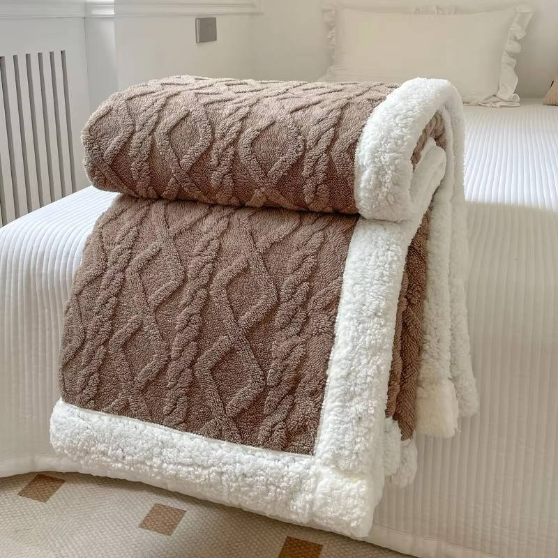 Colverro™ Double-Sided Jacquard Fleece Blanket with Fluffy Sherpa Side