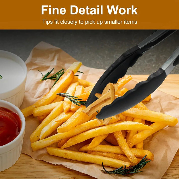 Colverro™ Silicone Kitchen Tongs Set of 3 with Locking Handles