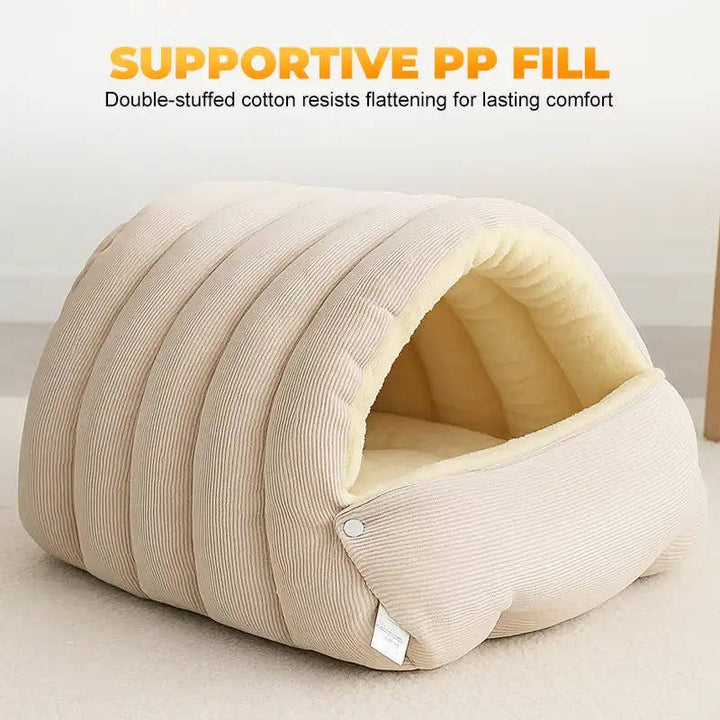 Colverro™ Enclosed Winter Cat Bed with Soft Fleece Lining and Washable Cover