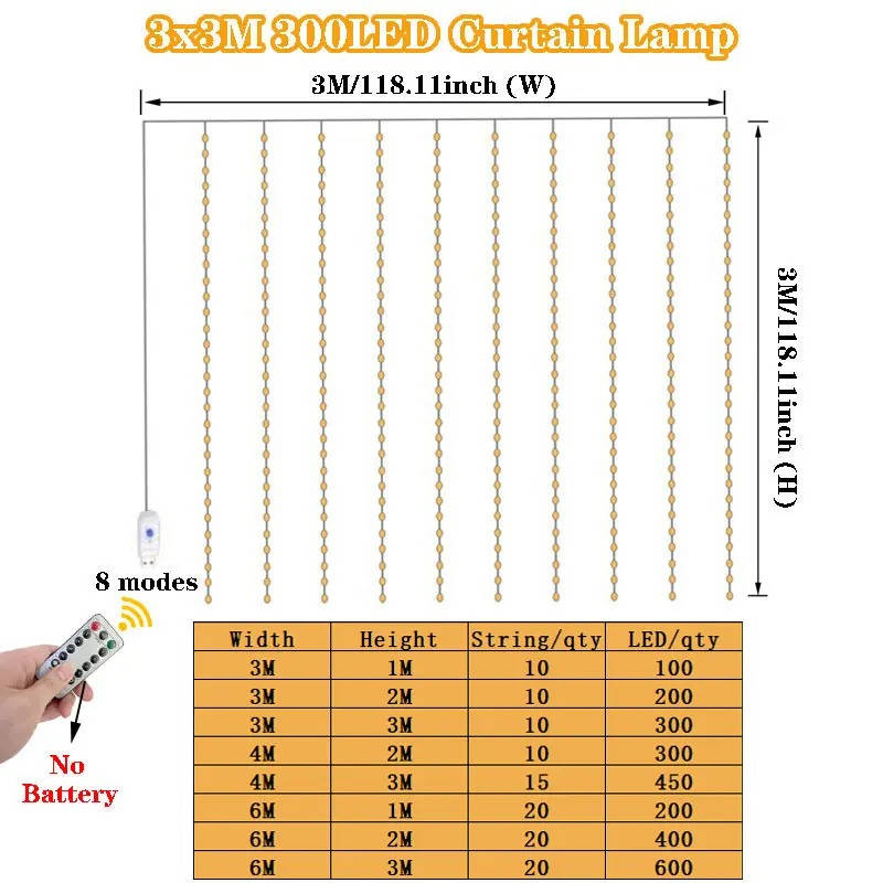 Colverro™ USB LED Curtain Lights with Remote for Walls and Windows