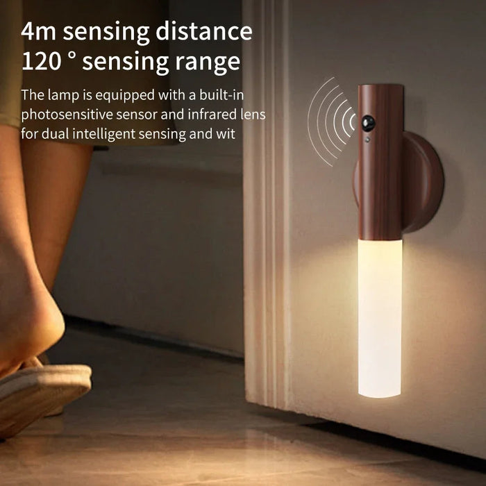 Colverro™ Rechargeable Wood Grain Motion Sensor Night Light, Magnetic