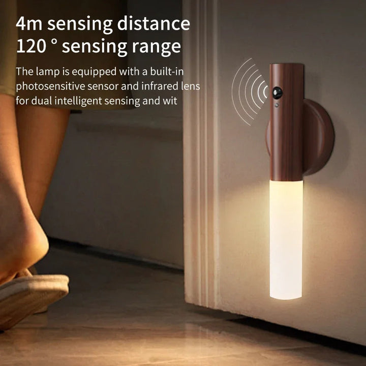 Colverro™ Rechargeable Wood Grain Motion Sensor Night Light, Magnetic