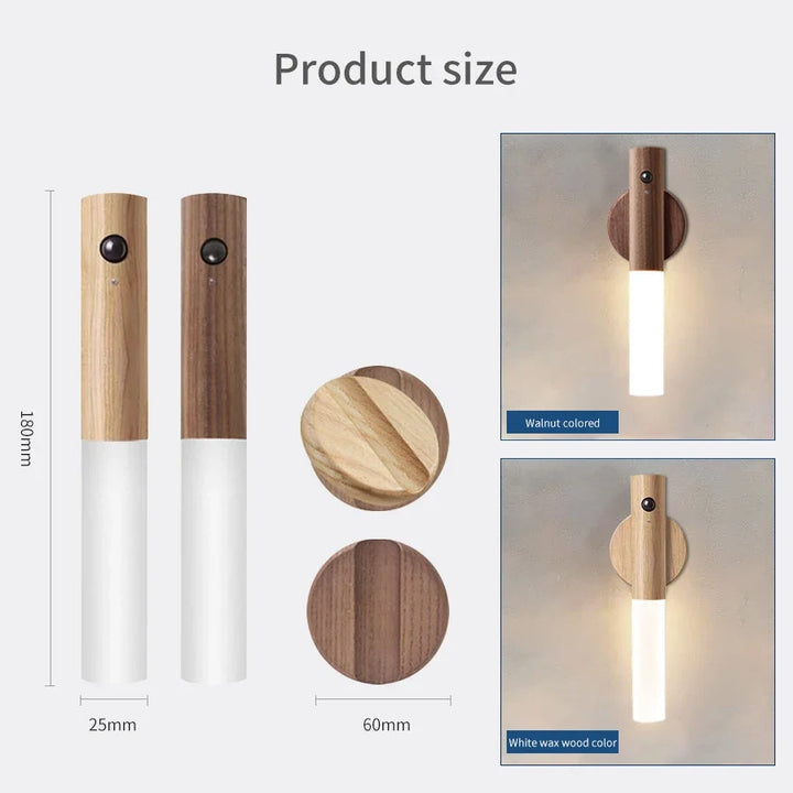 Colverro™ Rechargeable Wood Grain Motion Sensor Night Light, Magnetic