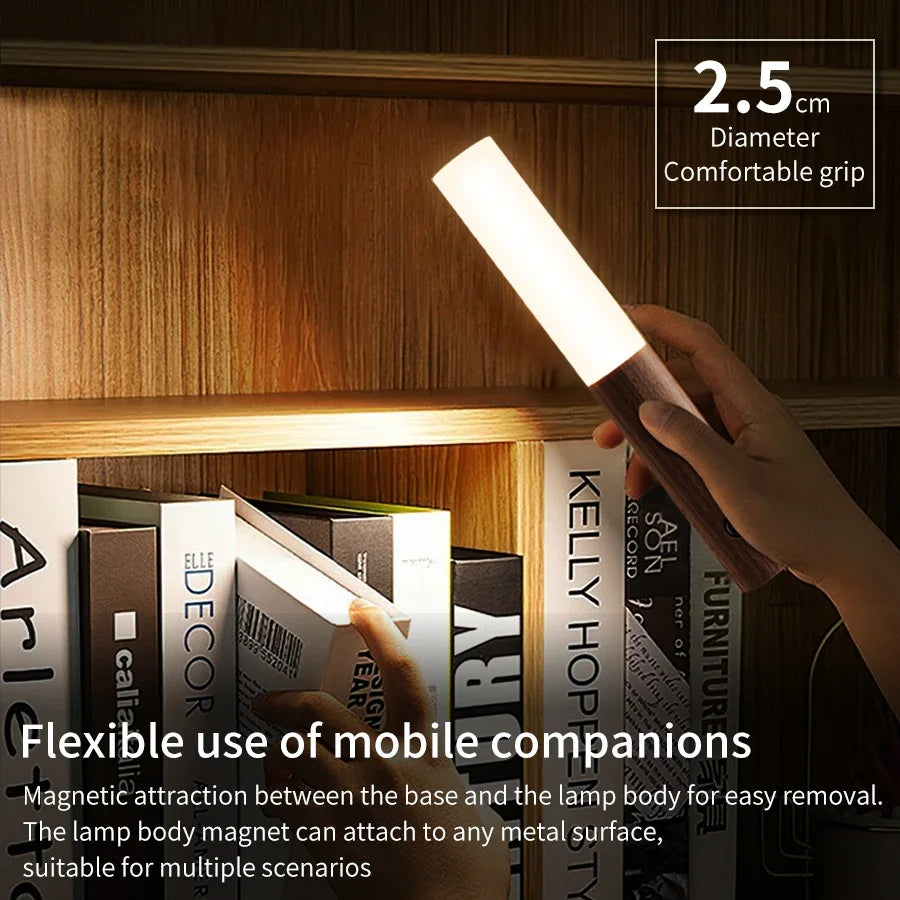 Colverro™ Rechargeable Wood Grain Motion Sensor Night Light, Magnetic