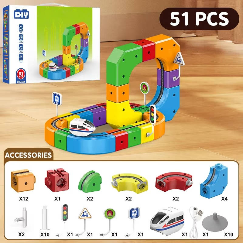 Colverro™ Magnetic Train Track Set with Rechargeable Electric Train