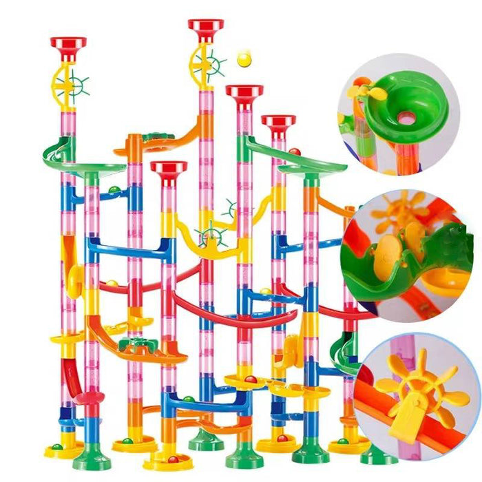 Colverro™ 133-Piece Marble Run Set with Translucent Tracks and Marbles