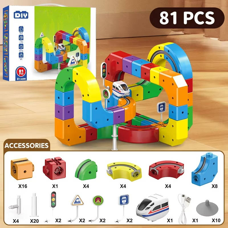 Colverro™ Magnetic Train Track Set with Rechargeable Electric Train