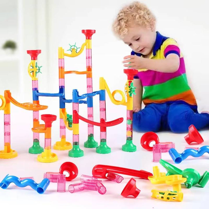 Colverro™ 133-Piece Marble Run Set with Translucent Tracks and Marbles