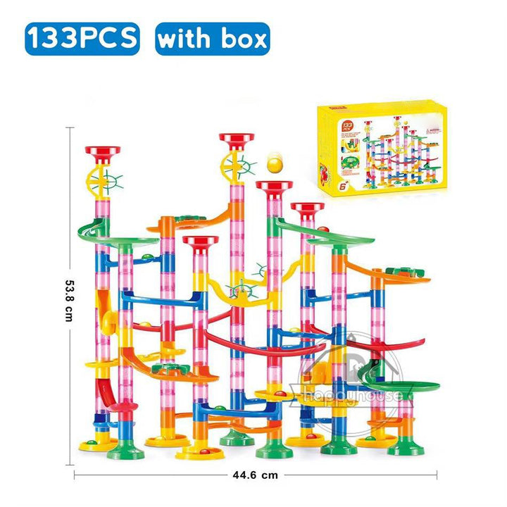 Colverro™ 133-Piece Marble Run Set with Translucent Tracks and Marbles