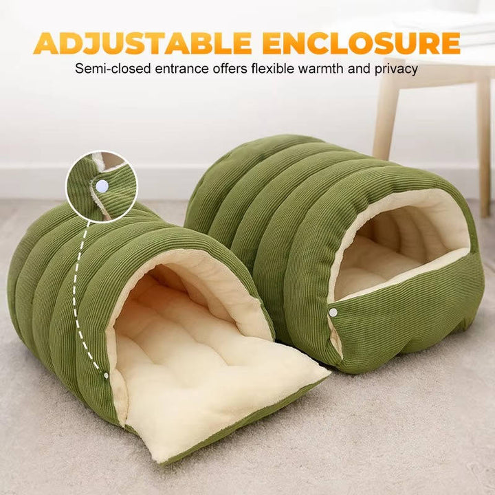 Colverro™ Enclosed Winter Cat Bed with Soft Fleece Lining and Washable Cover