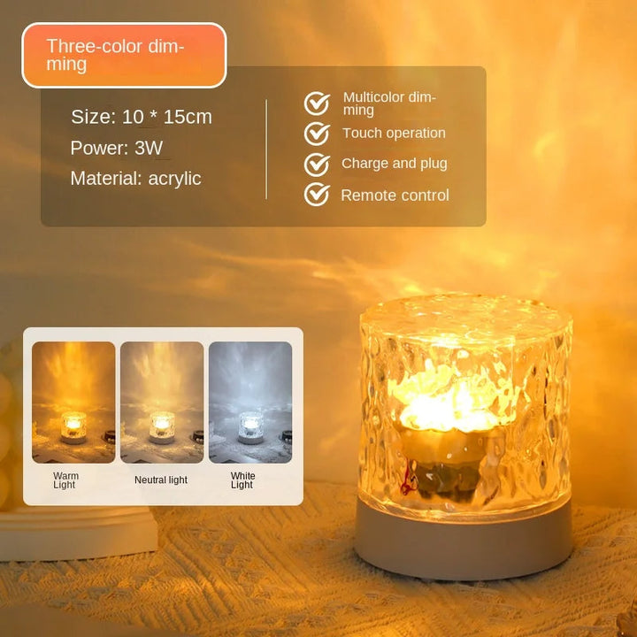Colverro™ Crystal Ripple Night Light with Soothing Water Wave Projection