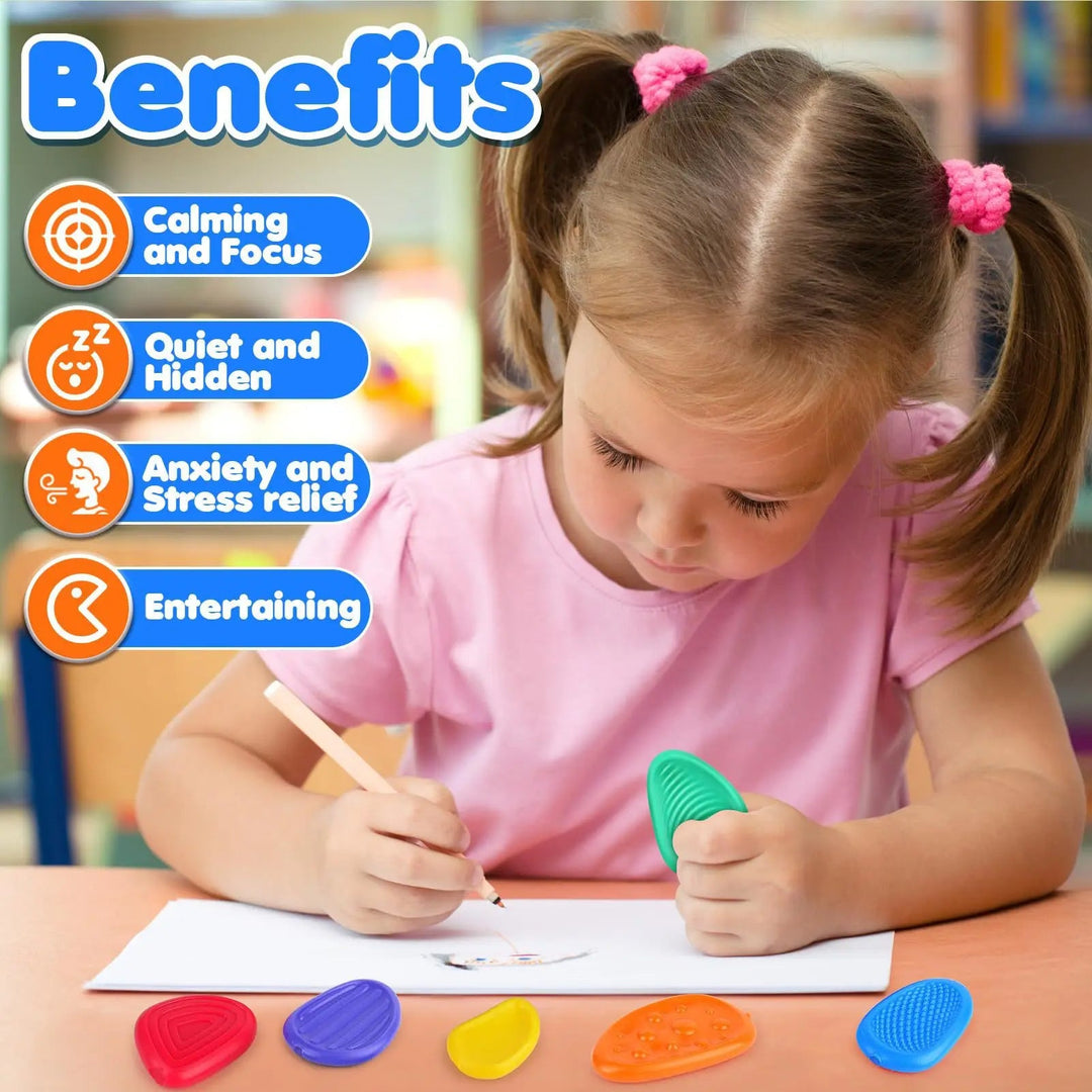 Colverro™ Silicone Sensory Stones Fidget Toy Set of 6 for Kids and Adults