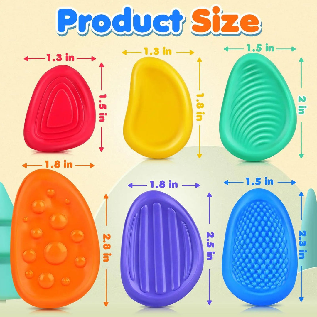 Colverro™ Silicone Sensory Stones Fidget Toy Set of 6 for Kids and Adults