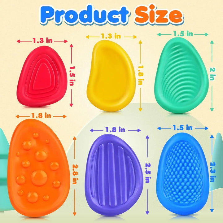 Colverro™ Silicone Sensory Stones Fidget Toy Set of 6 for Kids and Adults