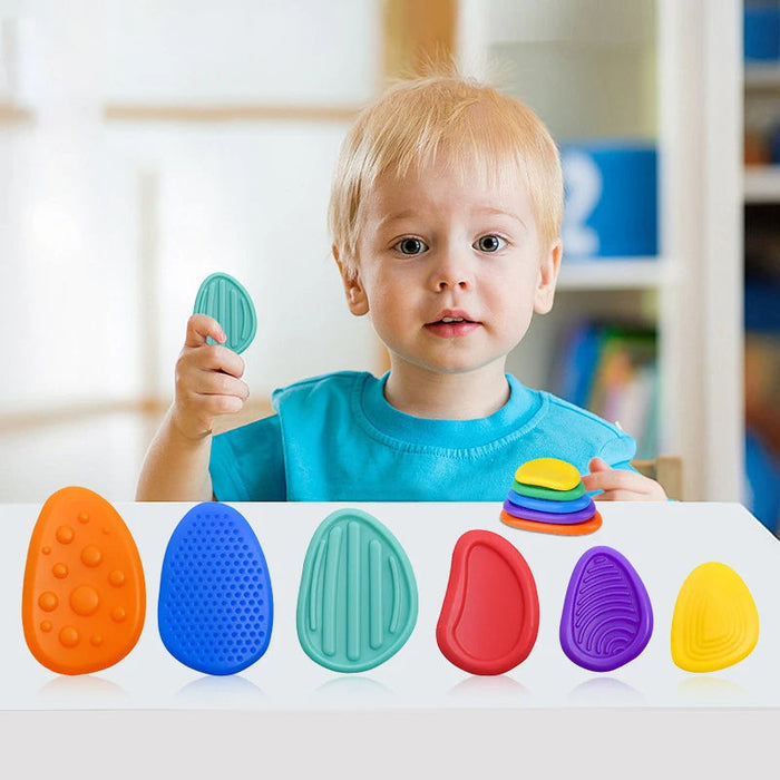 Colverro™ Silicone Sensory Stones Fidget Toy Set of 6 for Kids and Adults
