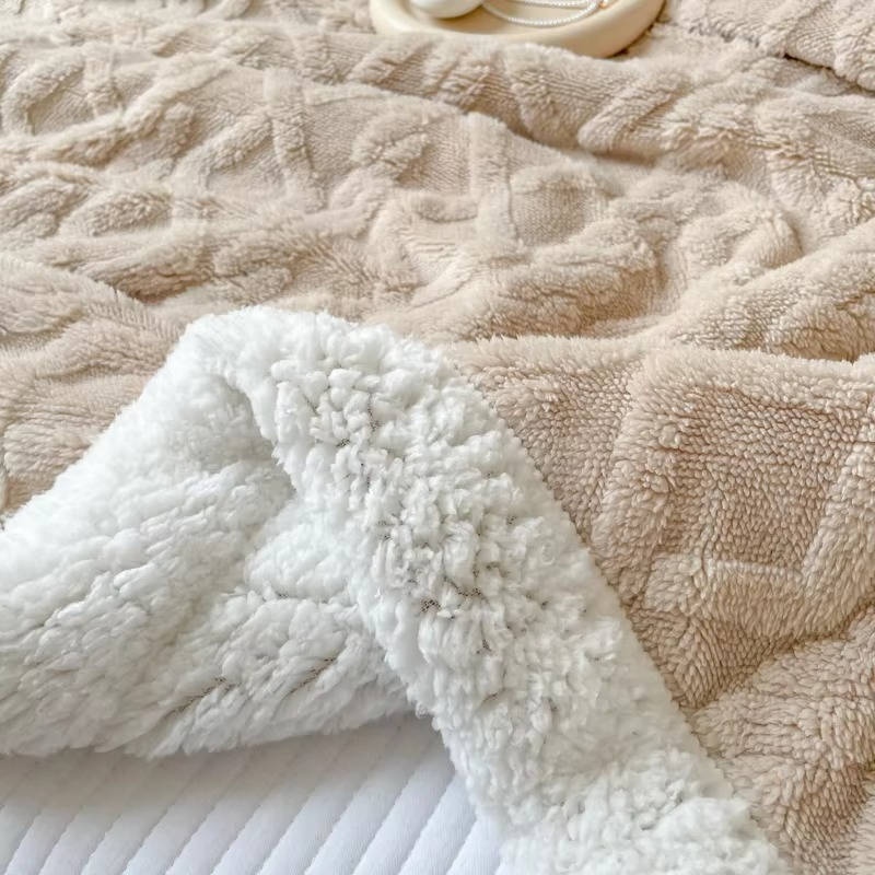 Colverro™ Double-Sided Jacquard Fleece Blanket with Fluffy Sherpa Side