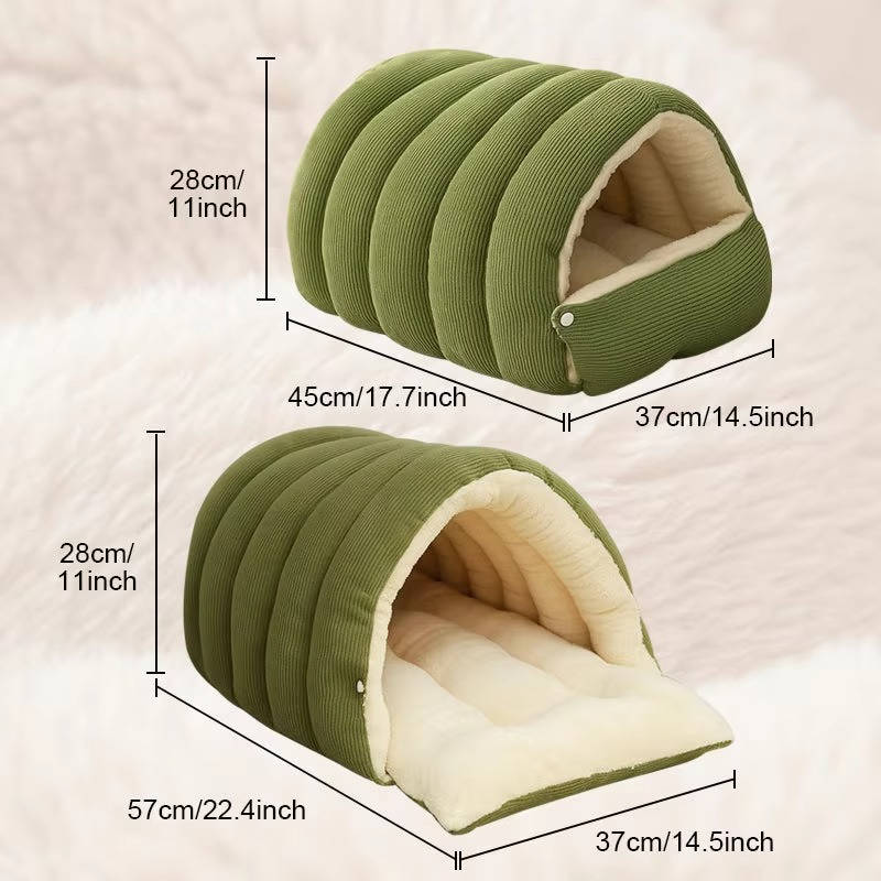 Colverro™ Enclosed Winter Cat Bed with Soft Fleece Lining and Washable Cover