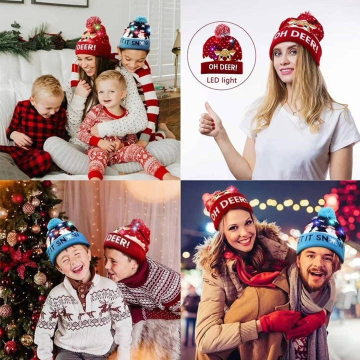 Colverro™ Light-Up Knit Christmas Beanie with Pom-Pom and Color LEDs