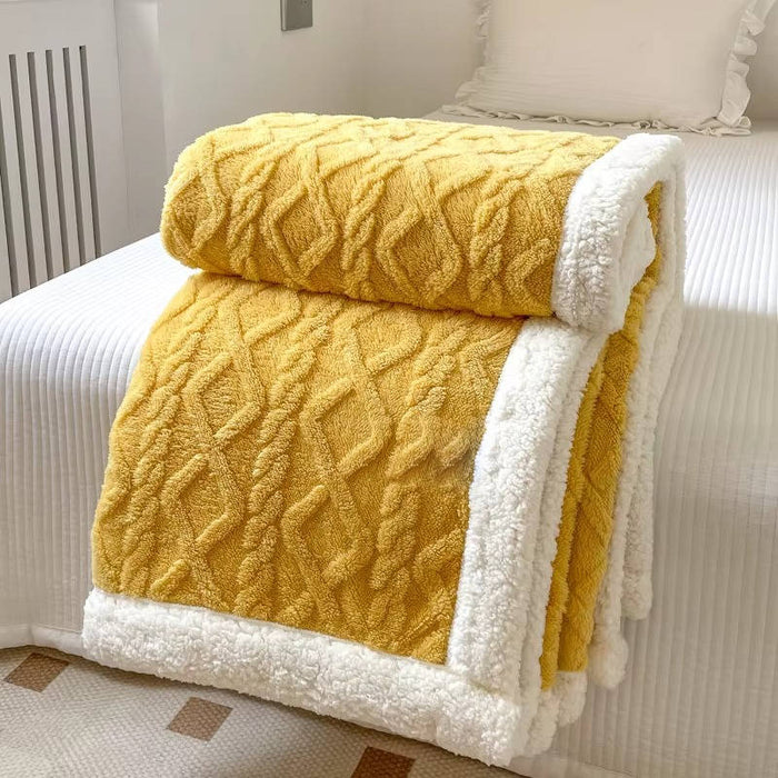 Colverro™ Double-Sided Jacquard Fleece Blanket with Fluffy Sherpa Side