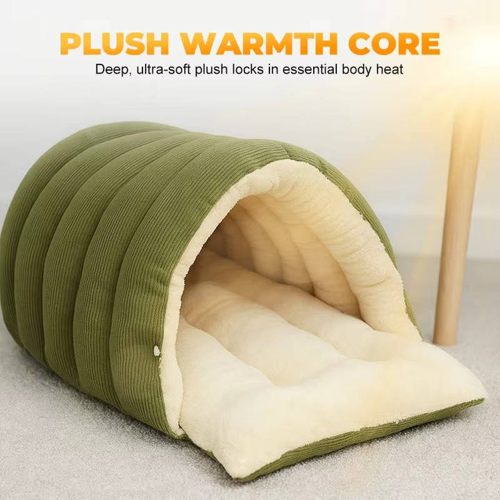 Colverro™ Enclosed Winter Cat Bed with Soft Fleece Lining and Washable Cover