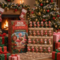 Flamingo advent calendar with Christmas figures