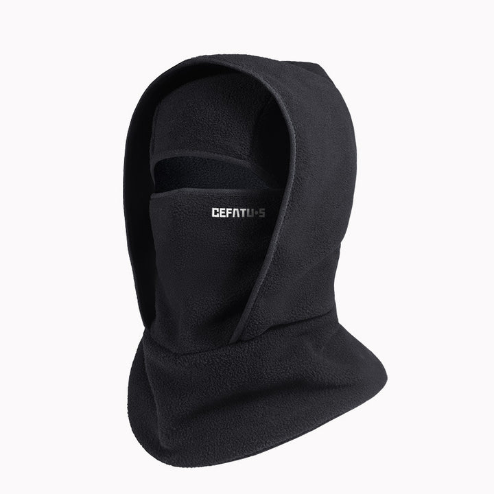Black polar fleece balaclava with eye opening