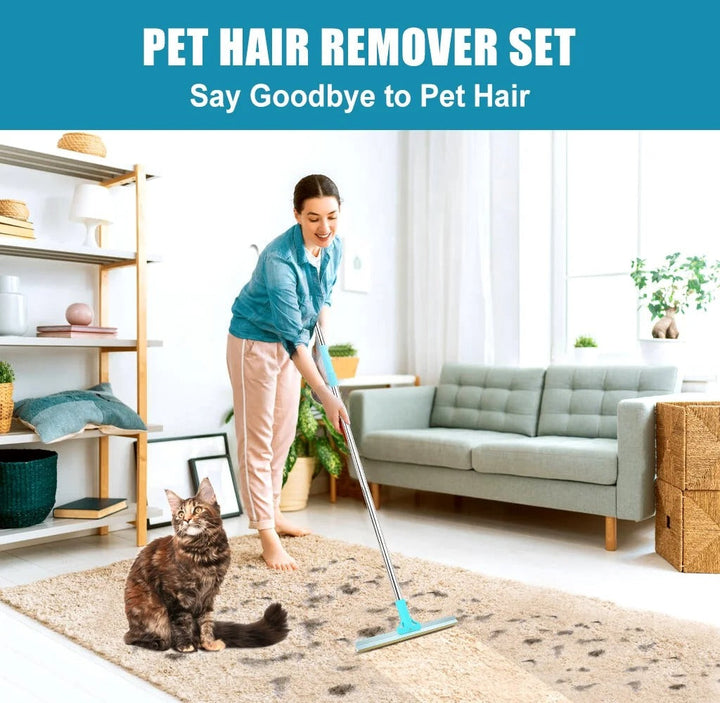 Colverro™ 3-Piece Pet Hair Remover Set with Extendable Carpet Rake