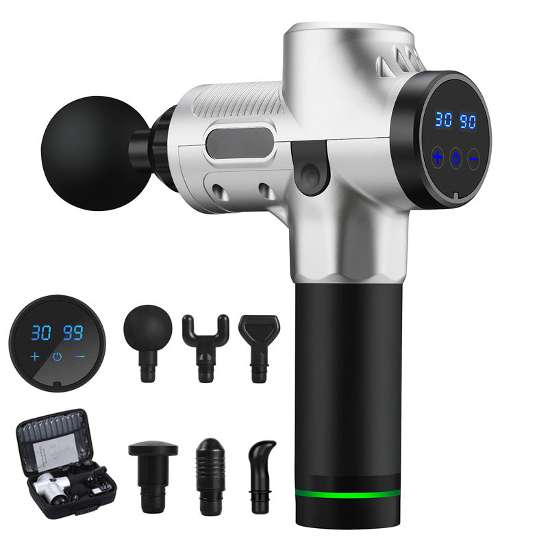 Massage gun with LCD screen and heads
