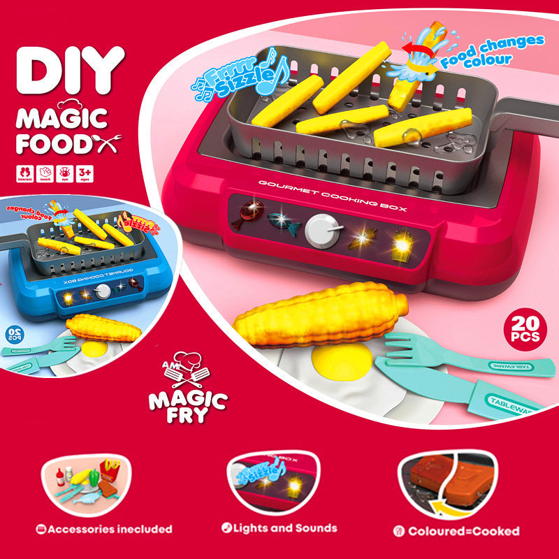 Kids toy stove set with play food and utensils