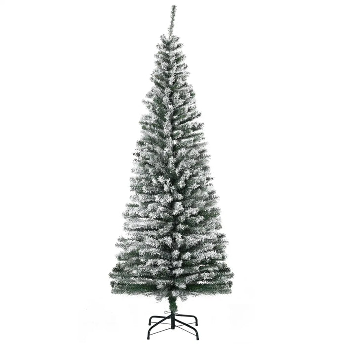 Colverro 6 ft Flocked Slim Christmas Tree with Foldable Base