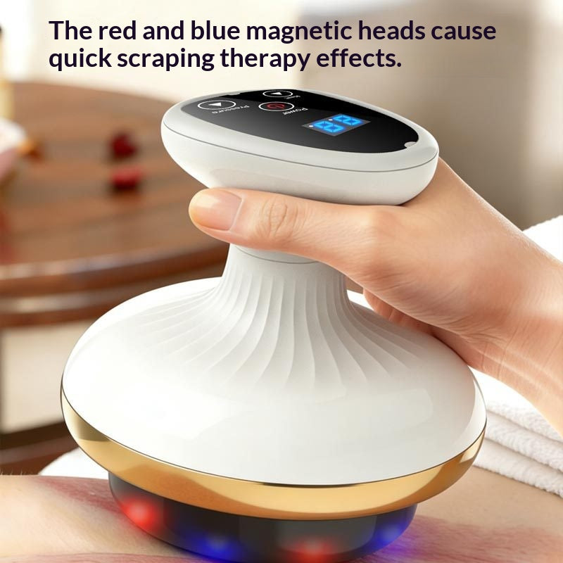 Handheld gua sha cupping massager with glowing heated base