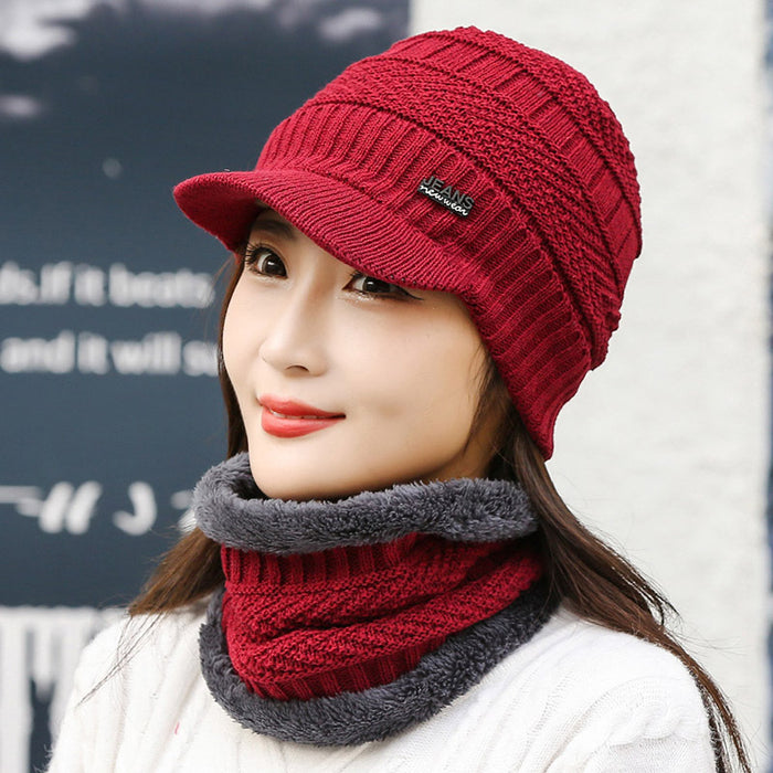 Colverro Fleece-Lined Peaked Beanie and Neck Warmer Set